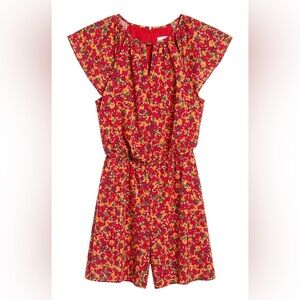 London Times Boho Floral Smocked Pleat Romper 6 NWOT